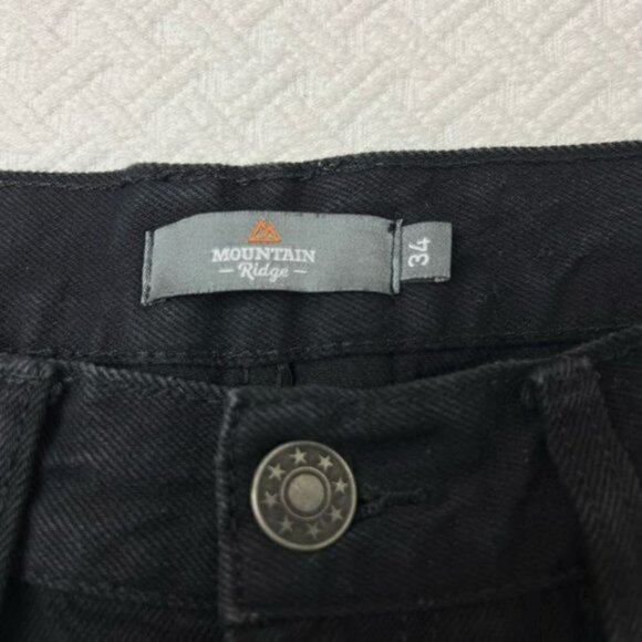 Mountain Ridge Black Straight Leg Sturdy 100% Cotton Dad Jeans Pants - Size 34 - Picture 6 of 13